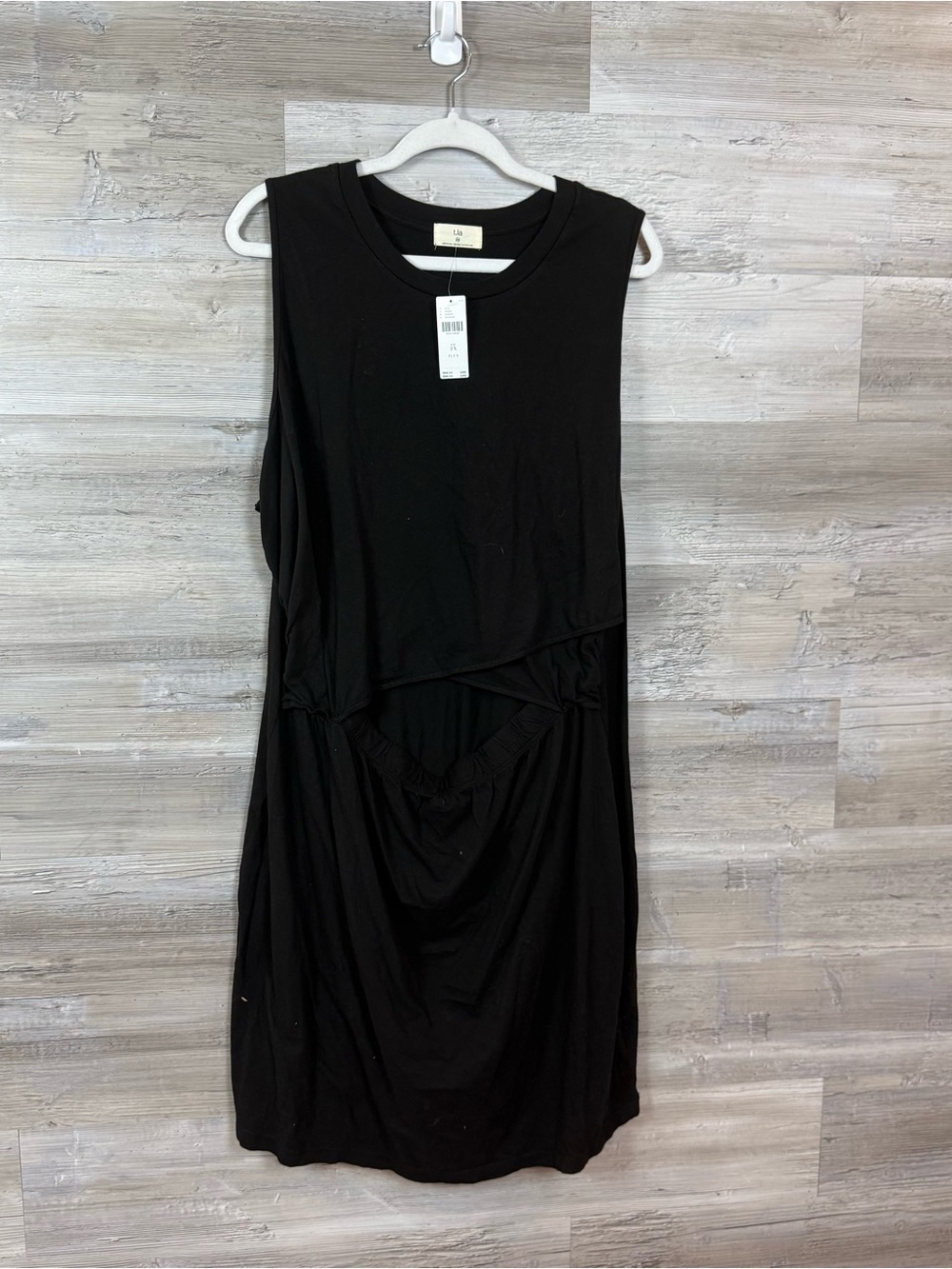 T.La Black Sleeveless Midi Nursing Dress with Layered Front